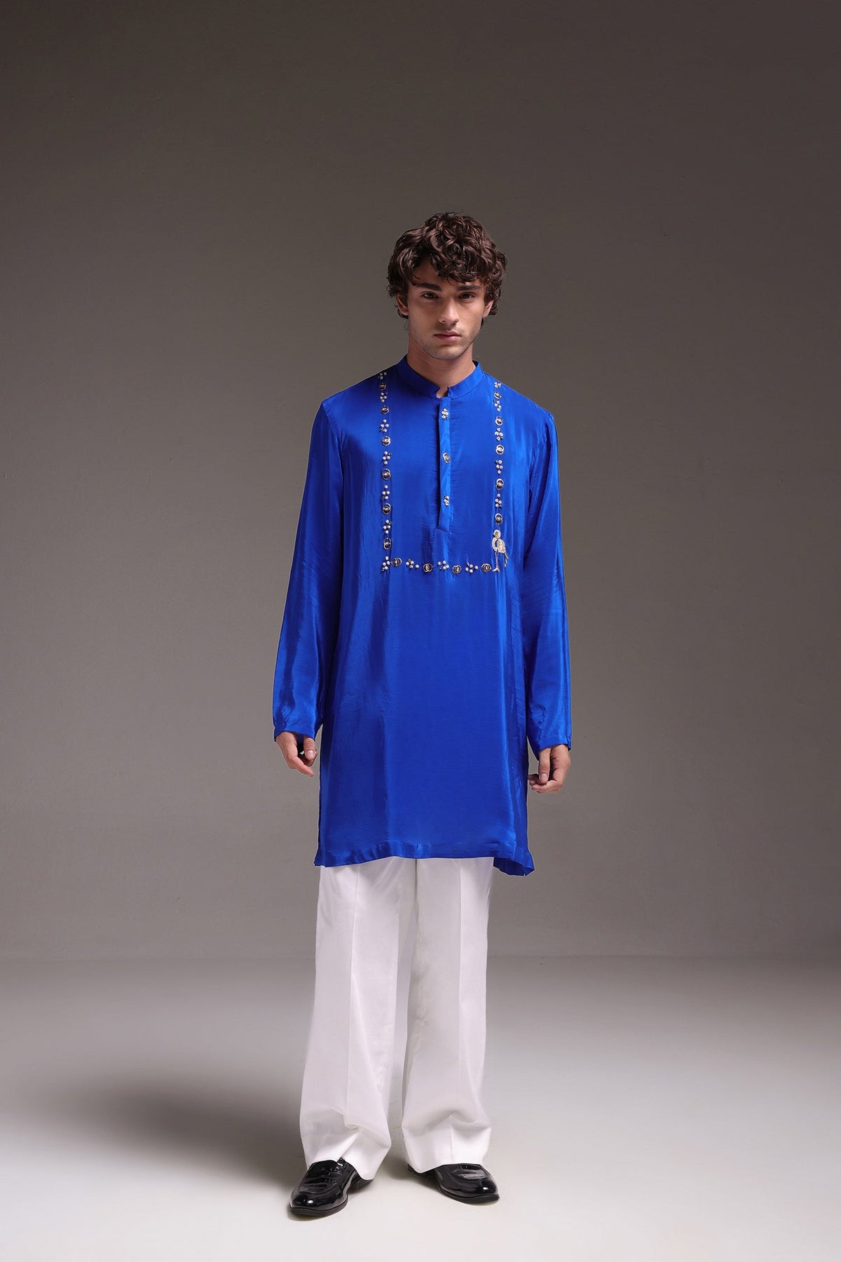 Wade - Hand Embroidered Designer Kurta - Royal Blue