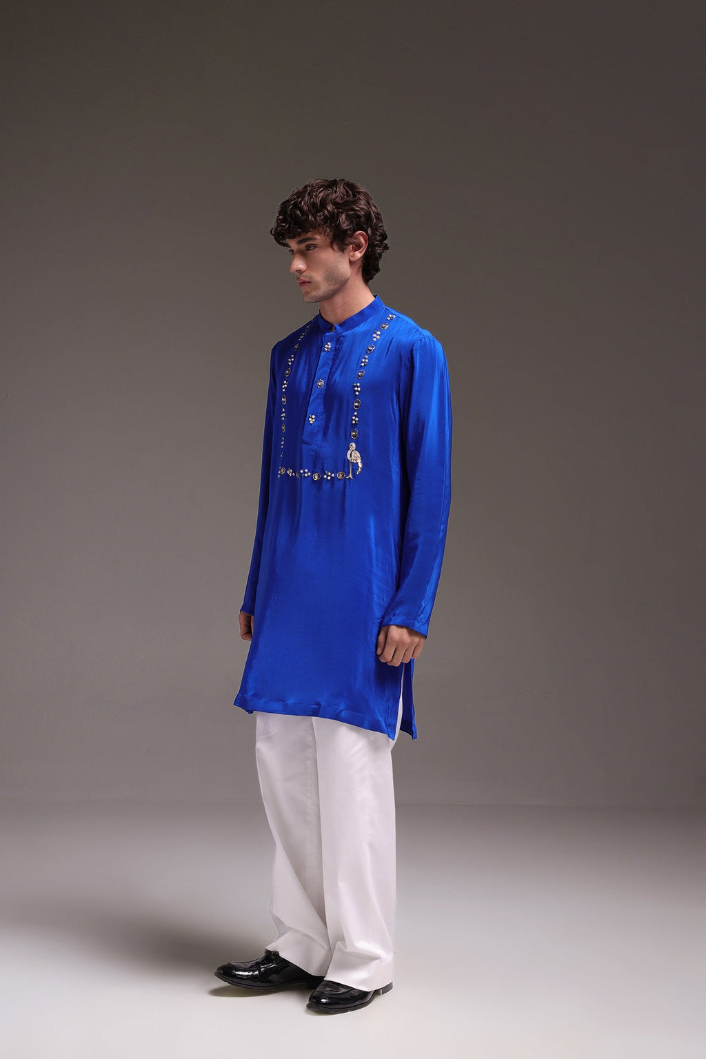 Wade - Hand Embroidered Designer Kurta - Royal Blue