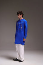 Wade - Hand Embroidered Designer Kurta - Royal Blue