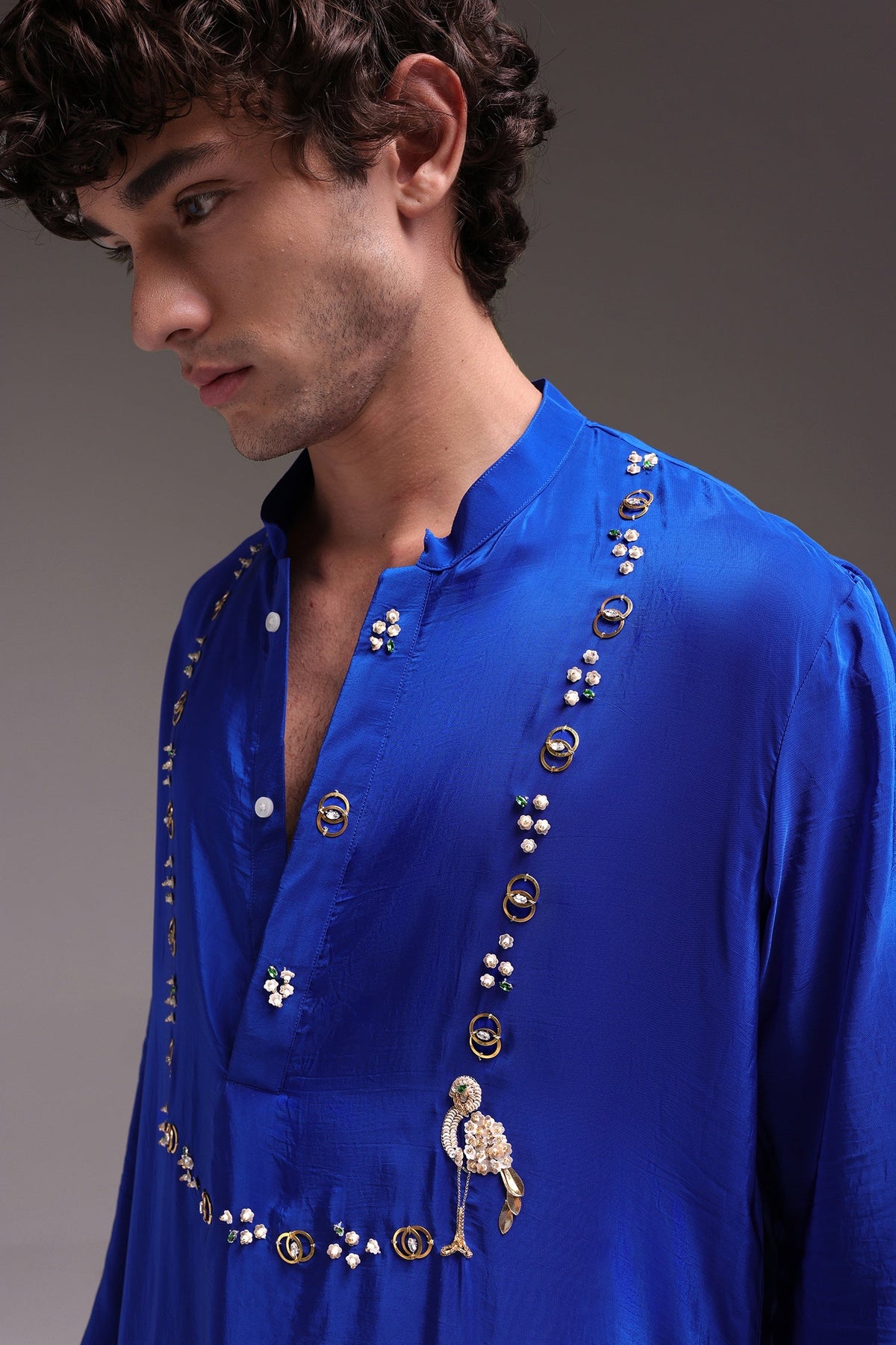 Wade - Hand Embroidered Designer Kurta - Royal Blue