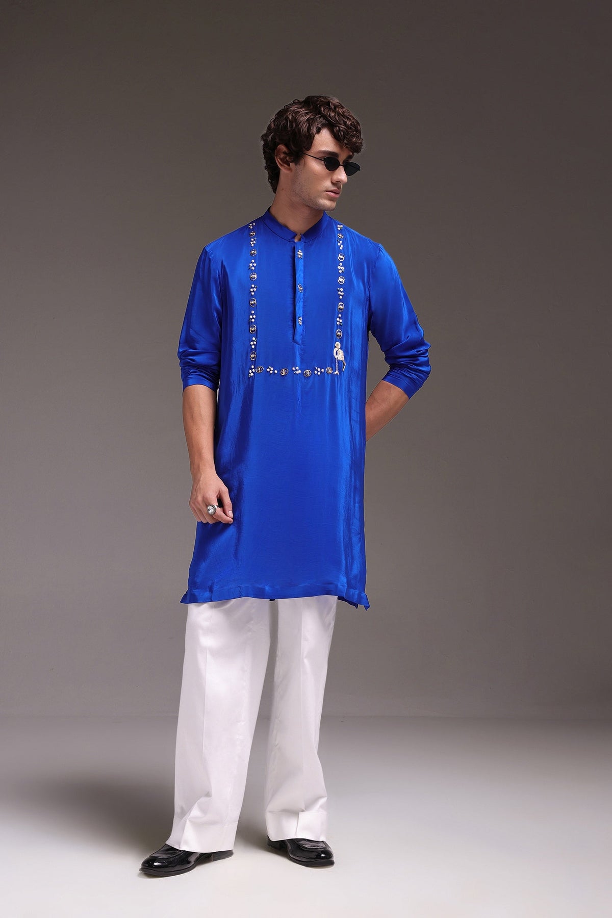Wade - Hand Embroidered Designer Kurta - Royal Blue