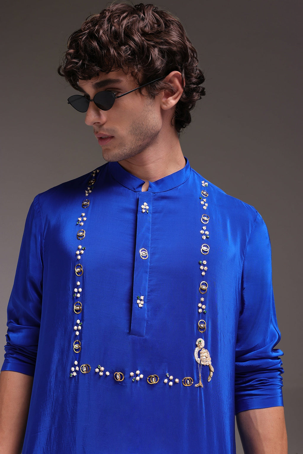 Wade - Hand Embroidered Designer Kurta - Royal Blue