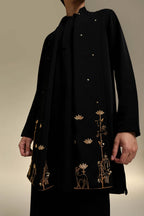 Roe - Hand Embroidered Designer Shawl - Black