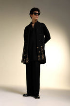 Roe - Hand Embroidered Designer Shawl - Black