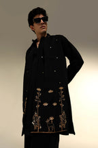 Roe - Hand Embroidered Designer Shawl - Black