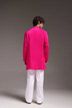 Radiate(Mirror Work) - Hand Embroidered Designer Kurta - Hot Pink