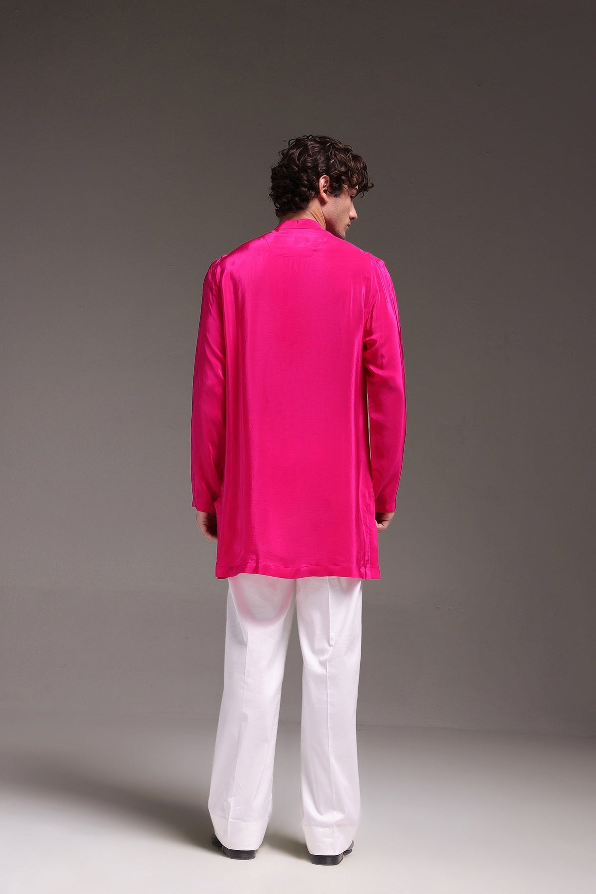 Radiate(Mirror Work) - Hand Embroidered Designer Kurta - Hot Pink