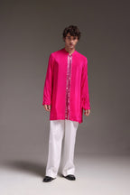 Radiate(Mirror Work) - Hand Embroidered Designer Kurta - Hot Pink