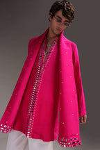 Radiate(Mirror Work) - Hand Embroidered Designer Kurta - Hot Pink