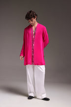 Radiate(Mirror Work) - Hand Embroidered Designer Kurta - Hot Pink