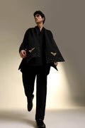 Perch - Hand Embroidered Designer Shawl - Black