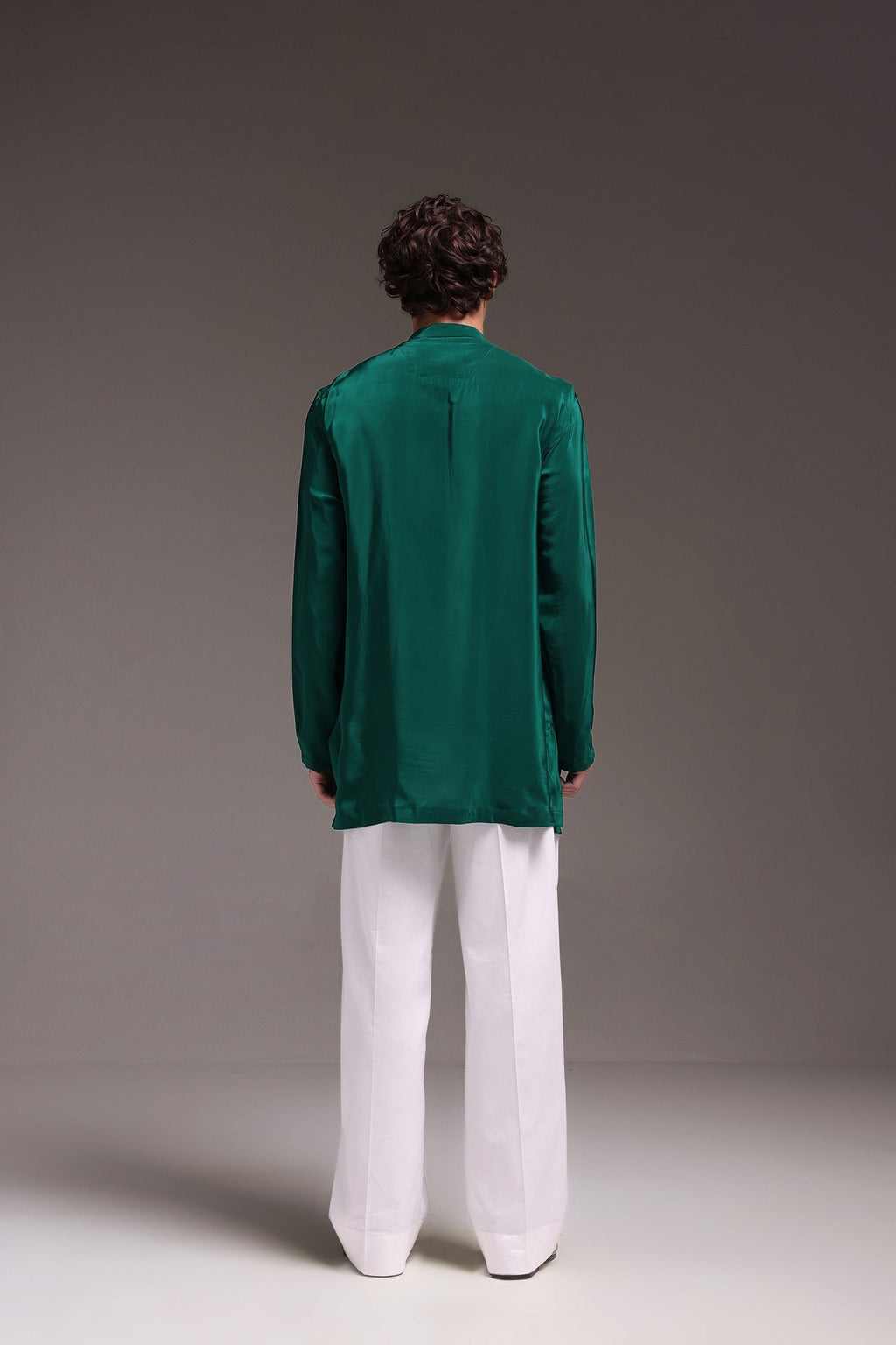 Radiate (Mirror Work) - Hand Embroidered Designer Kurta - Bottle Green
