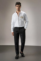Buy Me Shots - Hand Embroidered Designer Shirt - White
