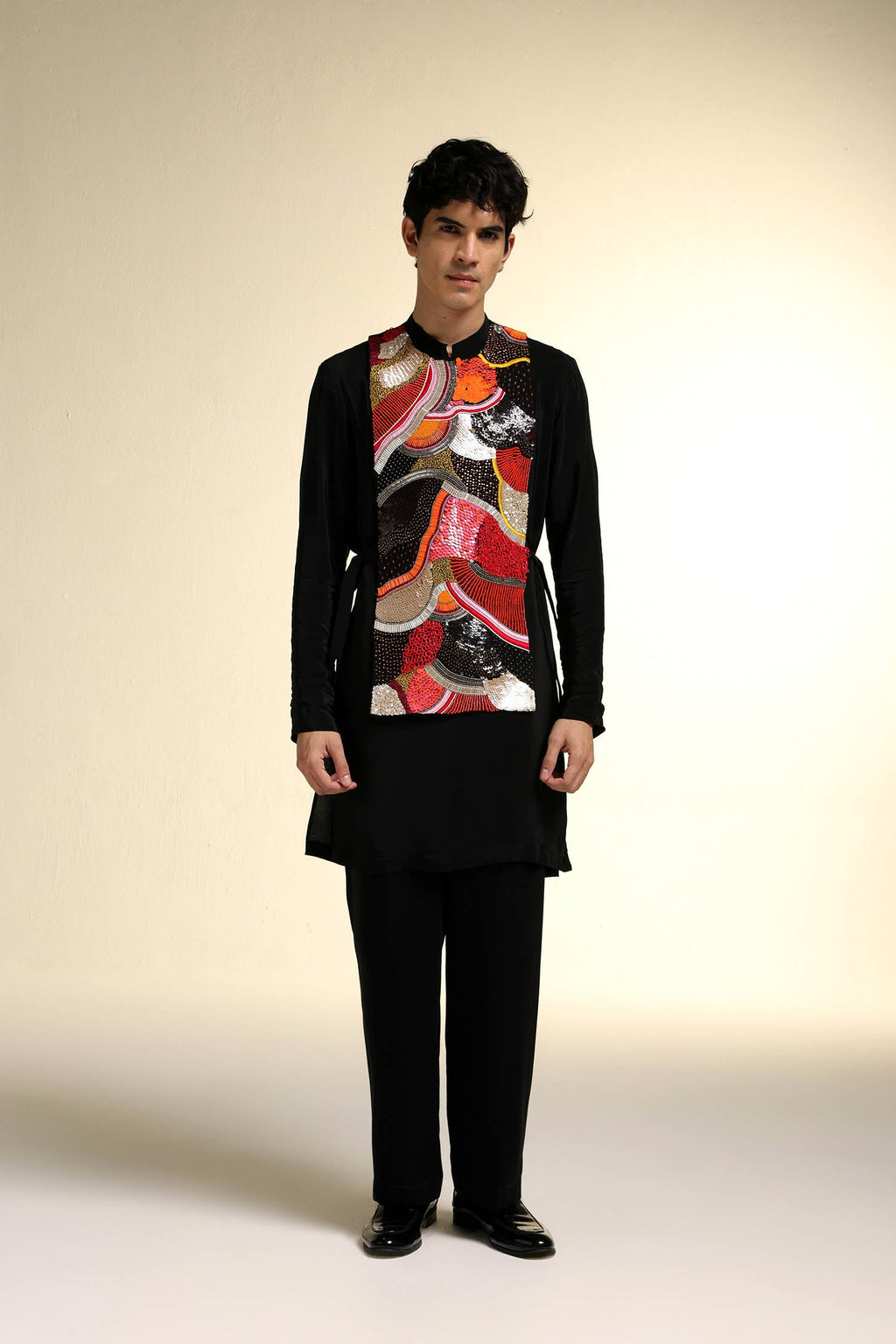 Obsidian - Hand Embroidered Designer Bib - Black