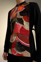 Obsidian - Hand Embroidered Designer Bib - Black