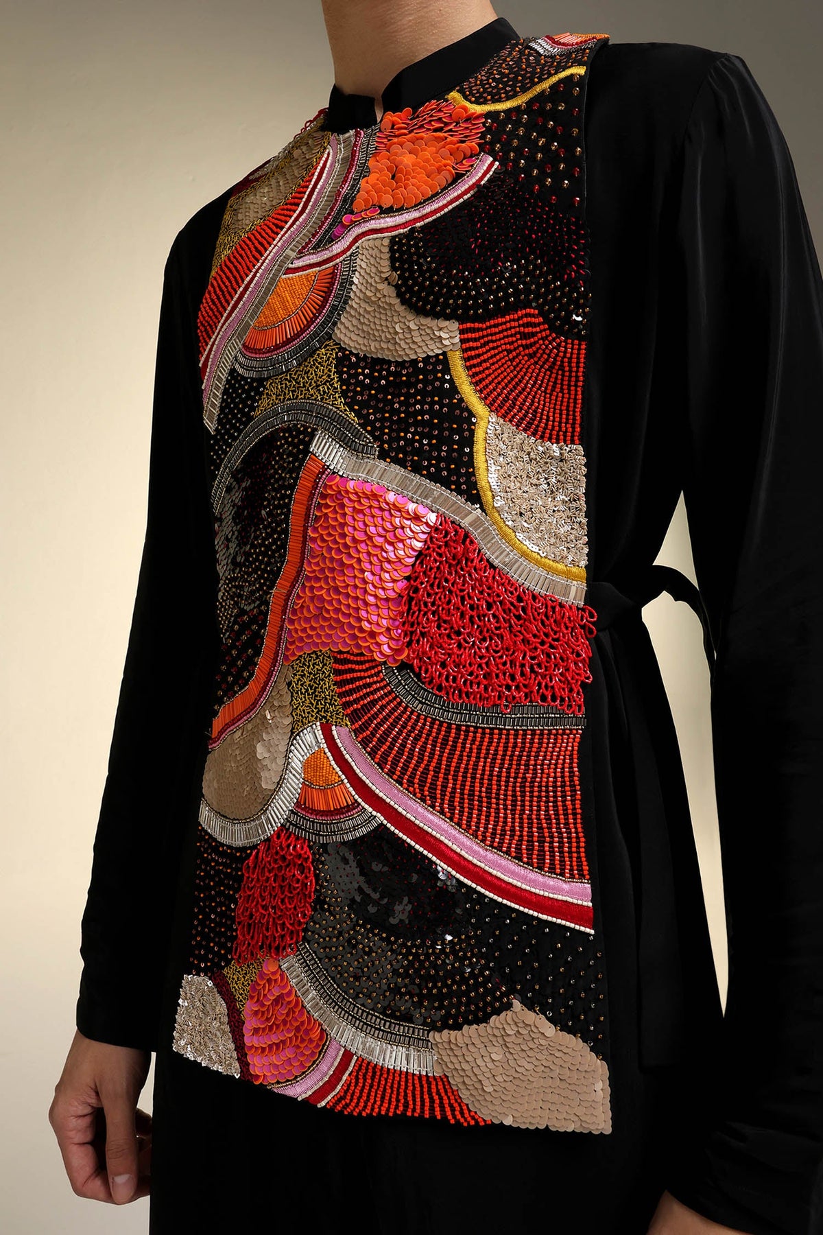 Obsidian - Hand Embroidered Designer Bib - Black