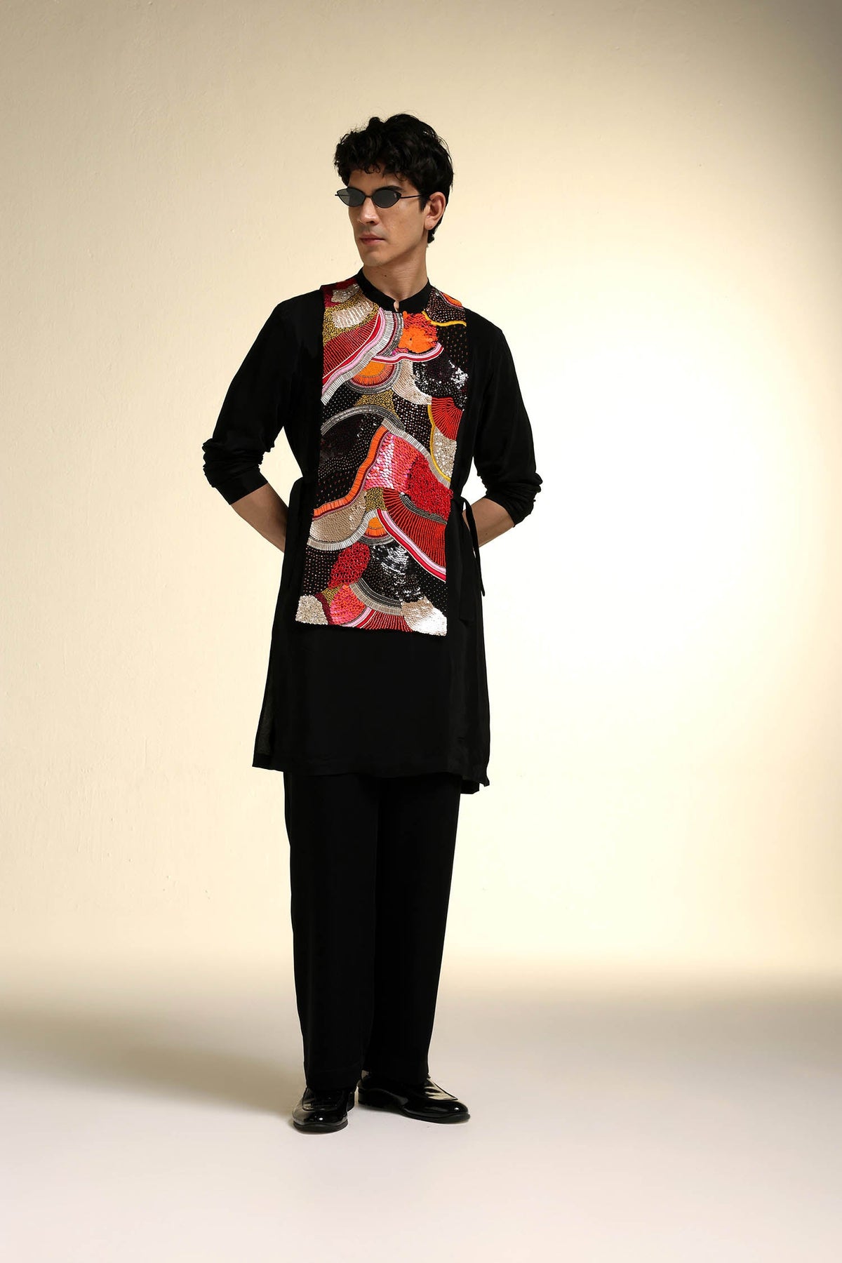 Obsidian - Hand Embroidered Designer Bib - Black