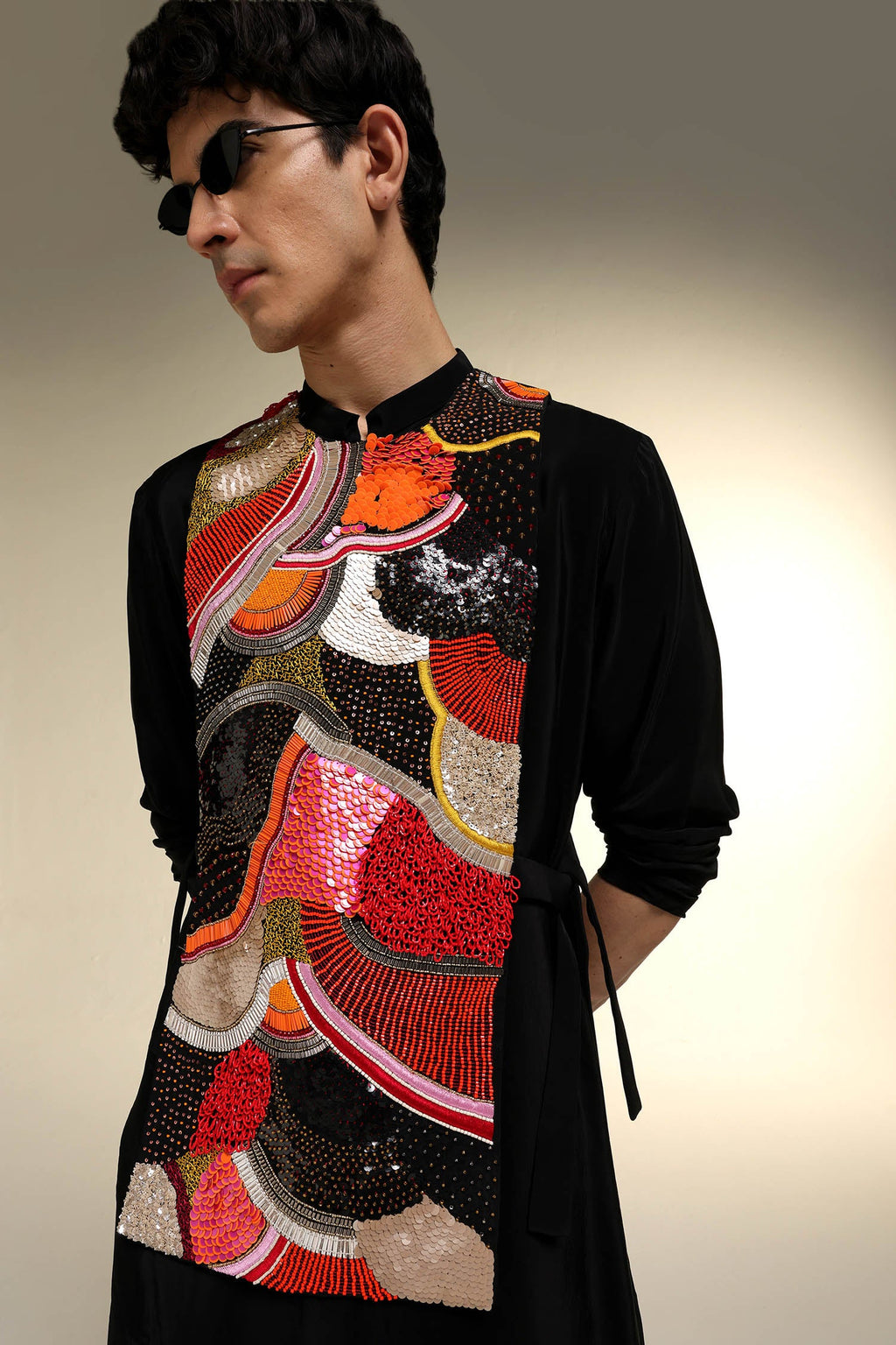 Obsidian - Hand Embroidered Designer Bib - Black