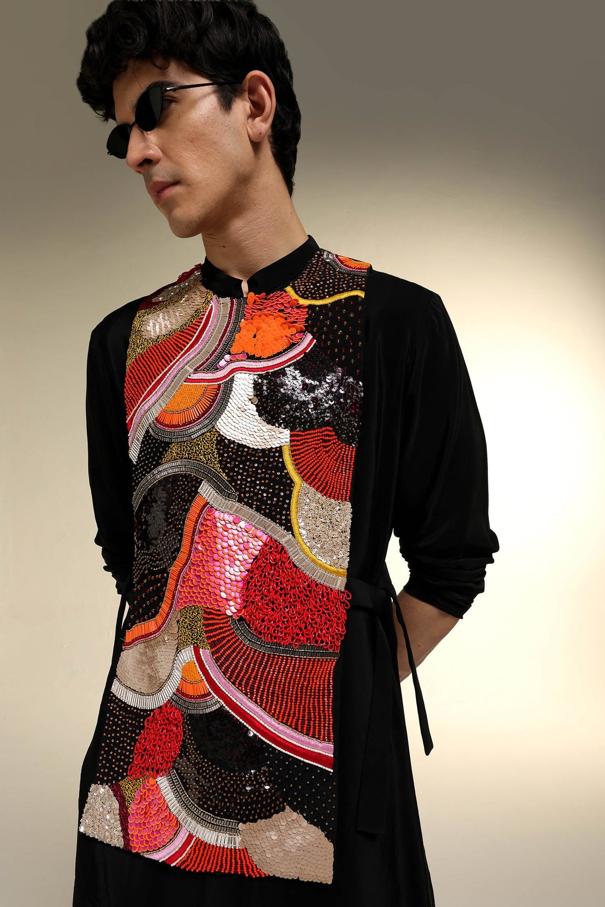 Obsidian - Hand Embroidered Designer Bib - Black