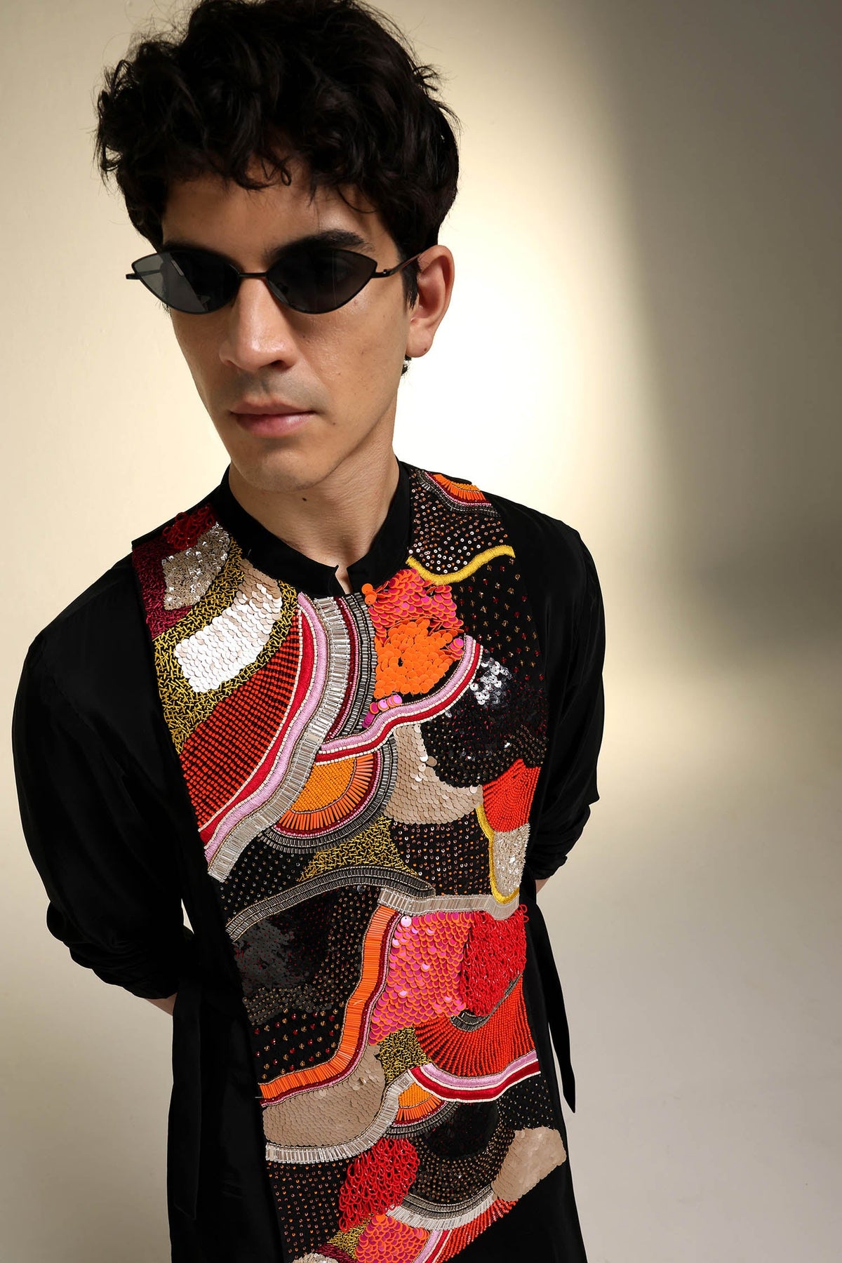 Obsidian - Hand Embroidered Designer Bib - Black