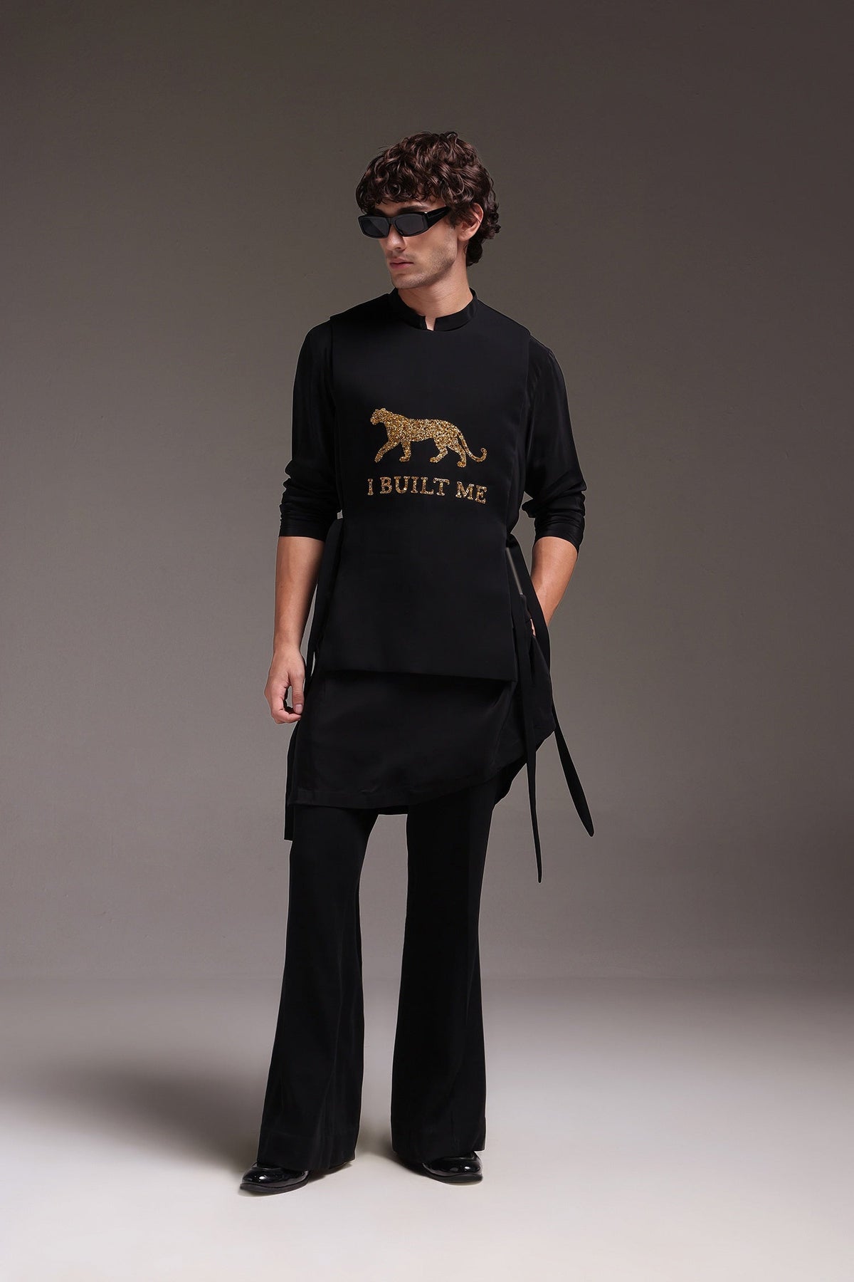 I Built Me - Hand Embroidered Designer Bib - Black