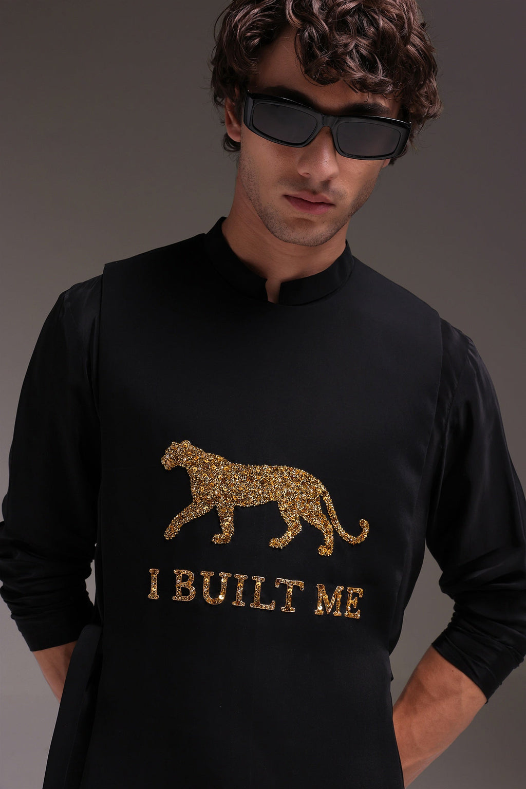 I Built Me - Hand Embroidered Designer Bib - Black