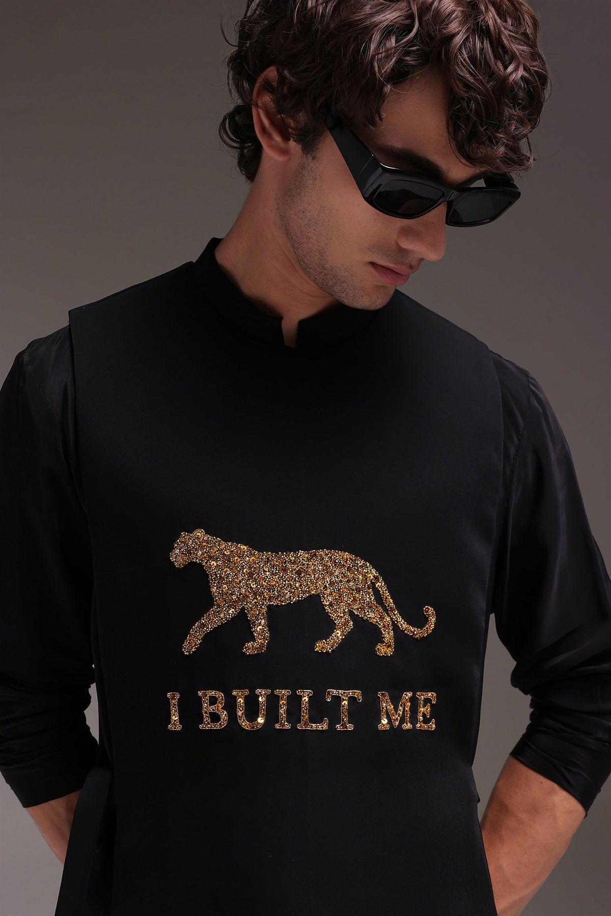 I Built Me - Hand Embroidered Designer Bib - Black