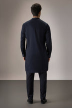 Cascade(Floral) - Hand Embroidered Designer Kurta - Navy