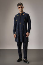 Kelp(Ocean) - Hand Embroidered Designer Kurta - Navy
