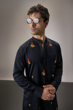 Kelp(Ocean) - Hand Embroidered Designer Kurta - Navy