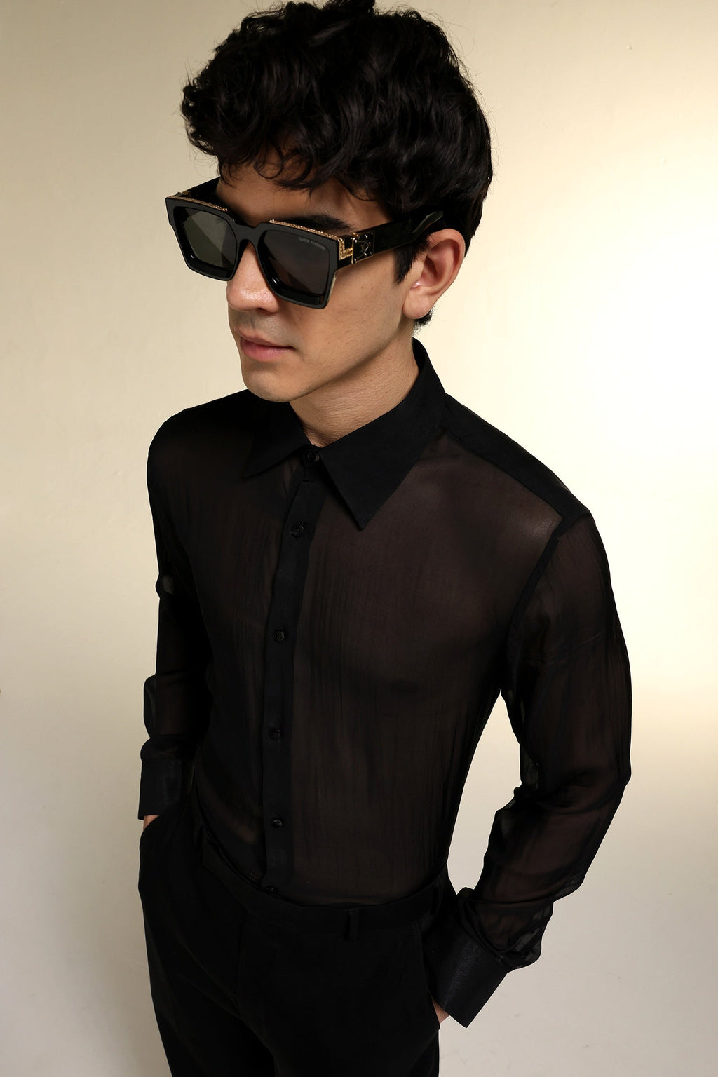 Organza Designer Shirt - Black