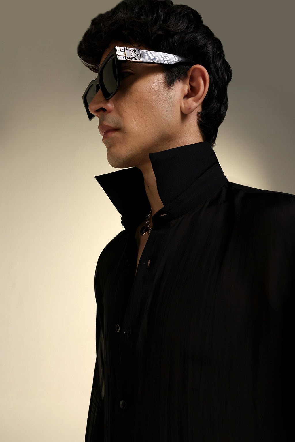 Organza Designer Shirt - Black