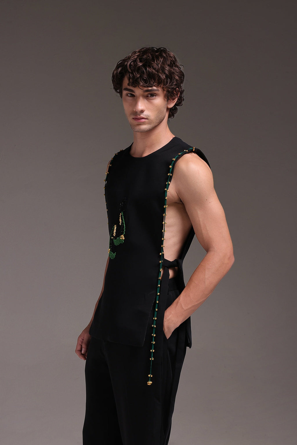 Boteh(Paisley) - Hand Embroidered Designer Bib - Black
