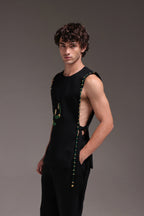 Boteh(Paisley) - Hand Embroidered Designer Bib - Black