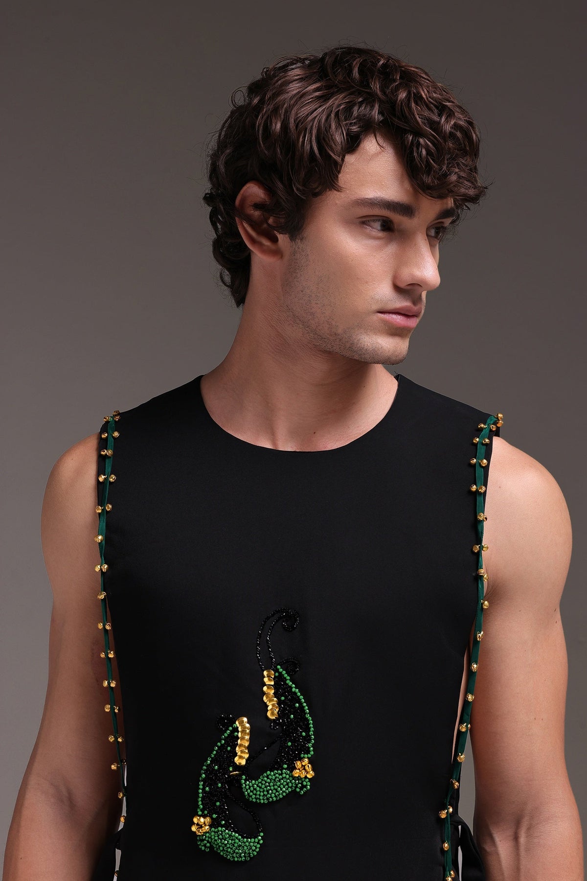 Boteh(Paisley) - Hand Embroidered Designer Bib - Black