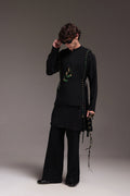 Boteh(Paisley) - Hand Embroidered Designer Bib - Black