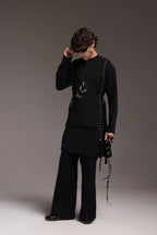 Boteh(Paisley) - Hand Embroidered Designer Bib - Black