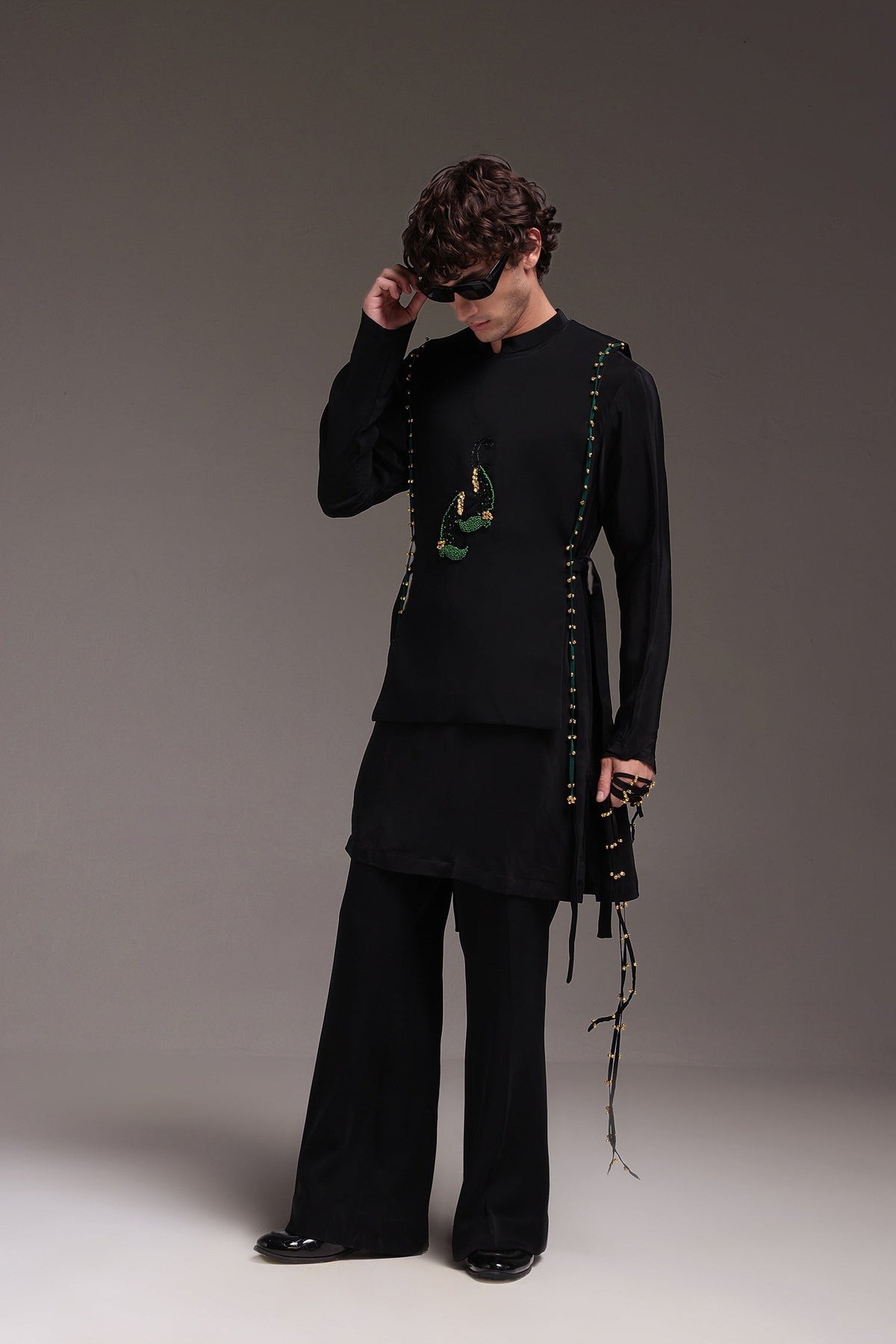 Boteh(Paisley) - Hand Embroidered Designer Bib - Black