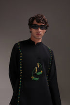 Boteh(Paisley) - Hand Embroidered Designer Bib - Black