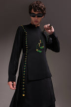 Boteh(Paisley) - Hand Embroidered Designer Bib - Black