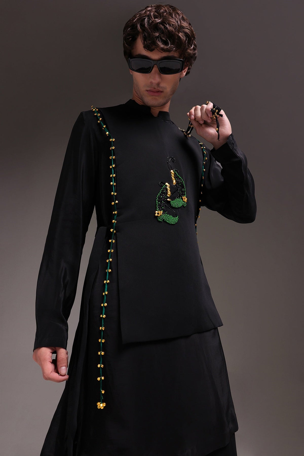Boteh(Paisley) - Hand Embroidered Designer Bib - Black