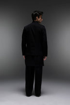 Spring - Hand Embroidered Designer Bundi With Kurta - Black