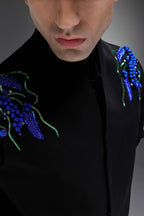 Spring - Hand Embroidered Designer Bundi With Kurta - Black