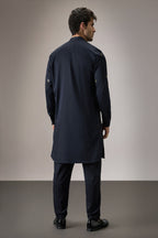 Kelp(Ocean) - Hand Embroidered Designer Kurta - Navy