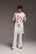 Sakura(Japanese) - Hand Embroidered Designer Bib - Ivory