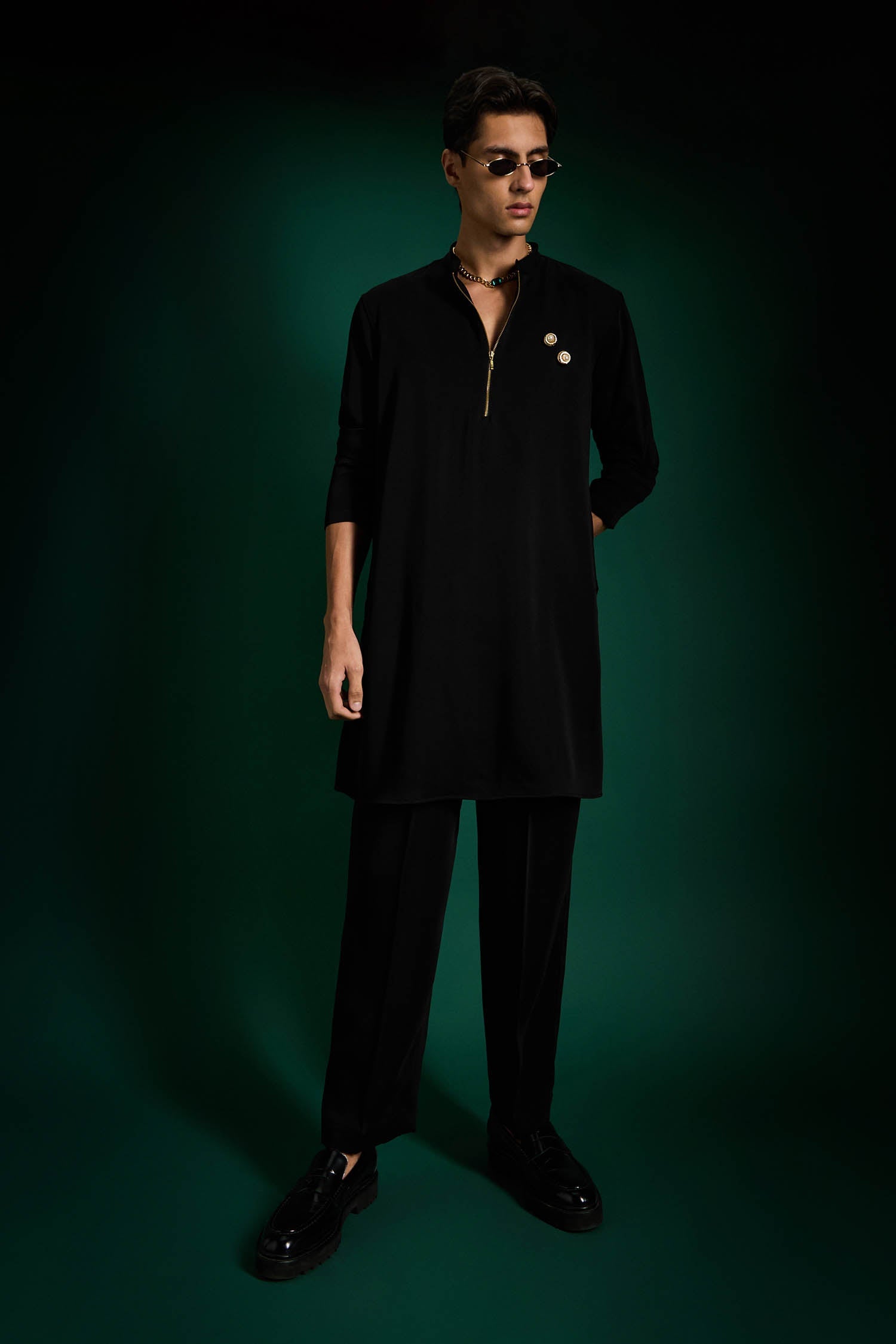 Disc Hand Designer Kurta - Black