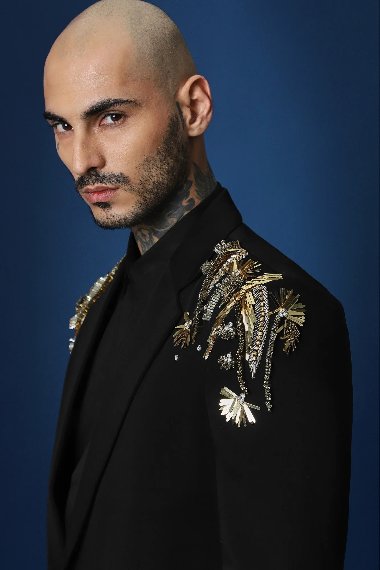 Empire Hand Embroidered Tuxedo - Black