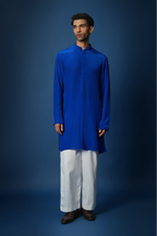 Groom Squad Hand Embroidered Crepe Bundi With Kurta  - Royal Blue