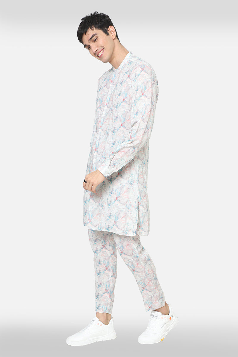 White Printed Kurta Set
