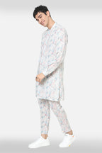White Printed Kurta Set